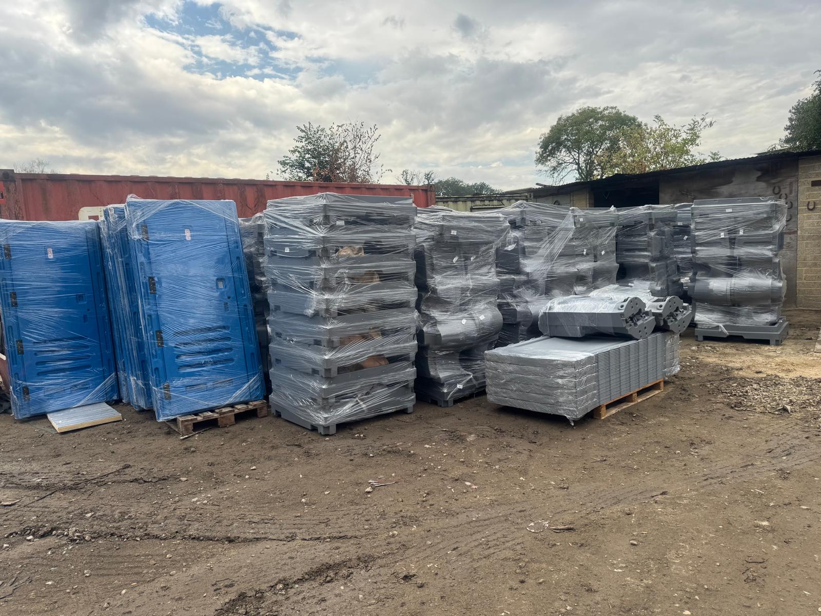 Palletised stock in the yard